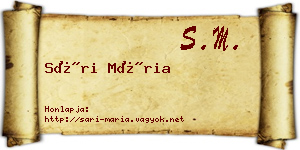Sári Mária névjegykártya